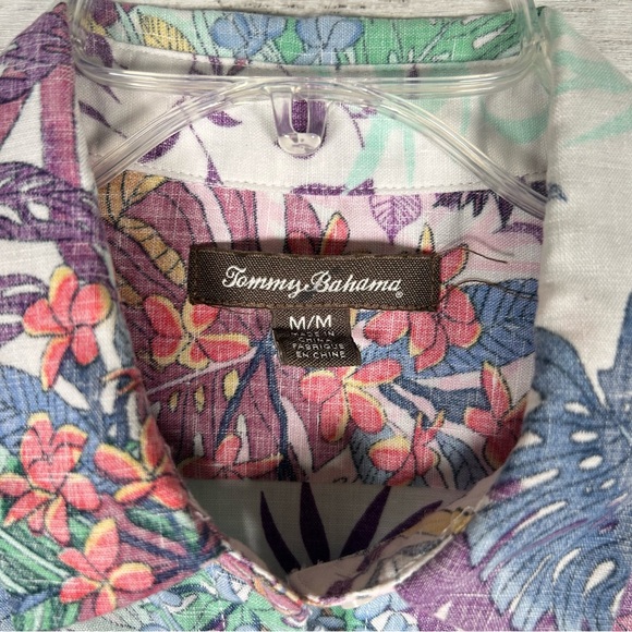 Tommy Bahama Linen Polyester Tropical Palm Shirt Women’s Sz Medium Long Sleeve - Picture 4 of 7